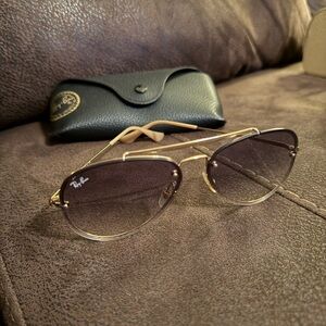 Ray-Ban Women’s Gold Frame Sunglasses with Brown Lenses